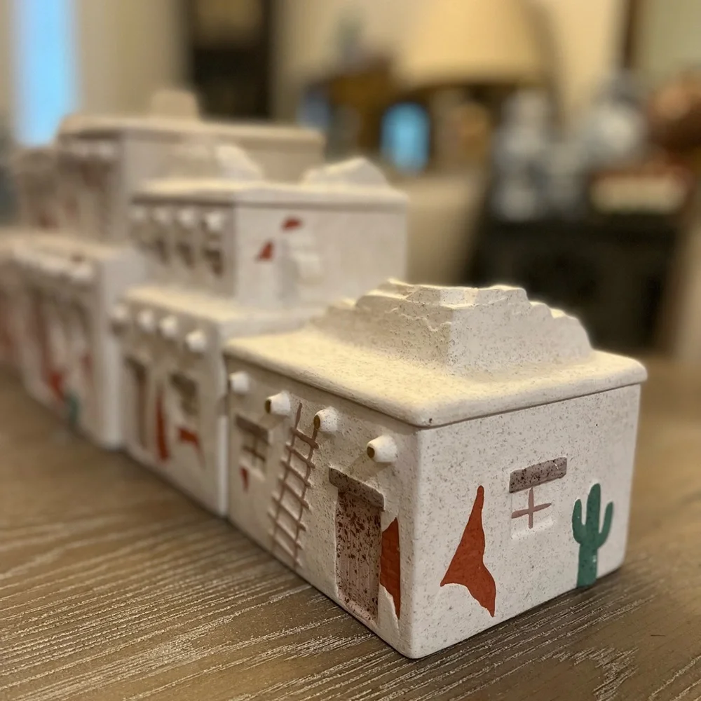 Southwestern Adobe village houses canister set/cookie jar Native American Pueblo - Picture 3 of 9